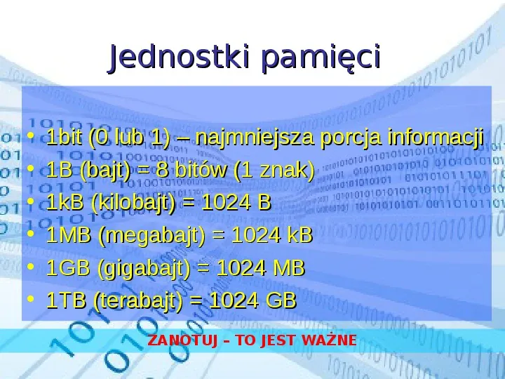 Jednostki pamięci komputera - Slide 5